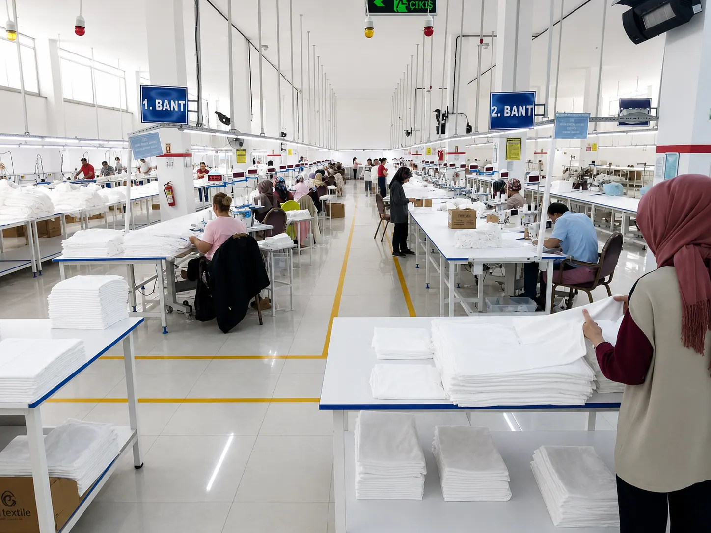 Lignes de couture pour production de vêtements dans un atelier en Turquie